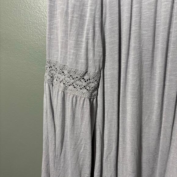 Tru Self Gray Crochet Lace Trim Boho Peasant Blouse - 1X - Women's Plus Size Top - Picture 3 of 7